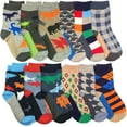thumbnail image 1 of Jefferies Socks Boys Colorful Animal Fashion Pattern Dress Crew Socks 12 Pair Pack, 1 of 5