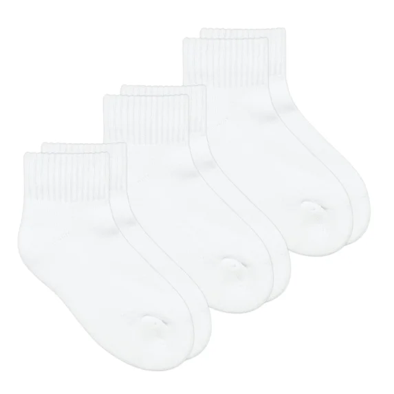 Jefferies Socks Boys Girls Ribbed Ankle Cushion Cotton Knit Classic Sport Quarter Socks 3 Pair Pack