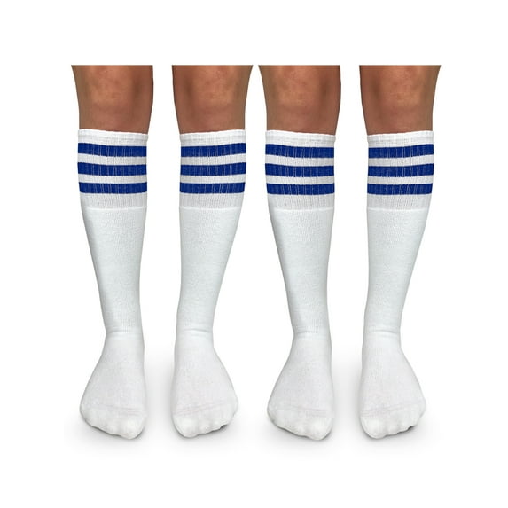 Jefferies Socks Boys Girls Socks, 2 Pack Stripe Cushion Unisex Tube Knee High Sizes S - L