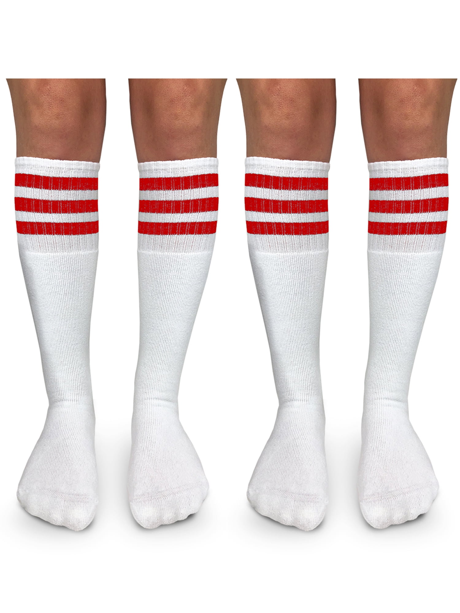 Jefferies Socks Boys Girls Socks, 2 Pack Stripe Cushion Unisex Tube Knee High Sizes S - L