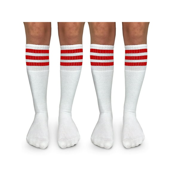 Jefferies Socks Boys Girls Socks, 2 Pack Stripe Cushion Unisex Tube Knee High Sizes S - L