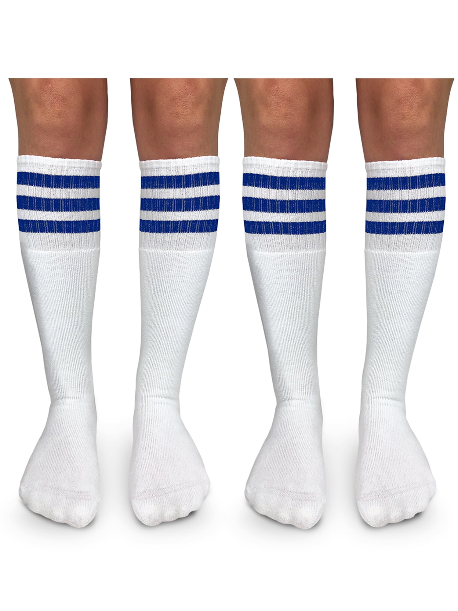 Jefferies Socks Boys Girls Socks, 2 Pack Stripe Cushion Unisex Tube Knee High Sizes S - L