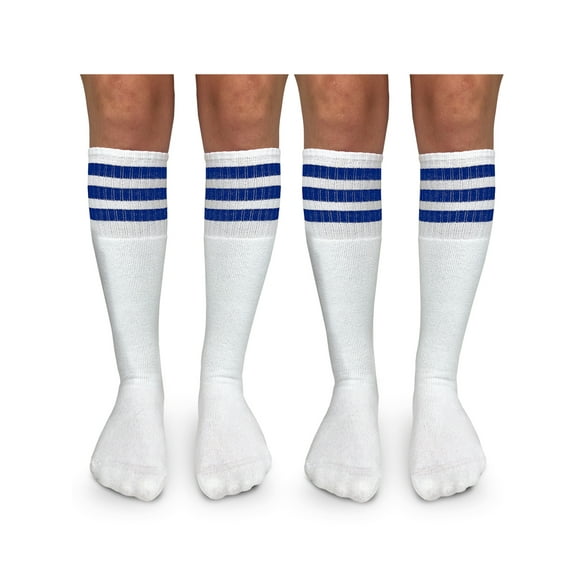 Jefferies Socks Boys Girls Socks, 2 Pack Stripe Cushion Unisex Tube Knee High Sizes S - L