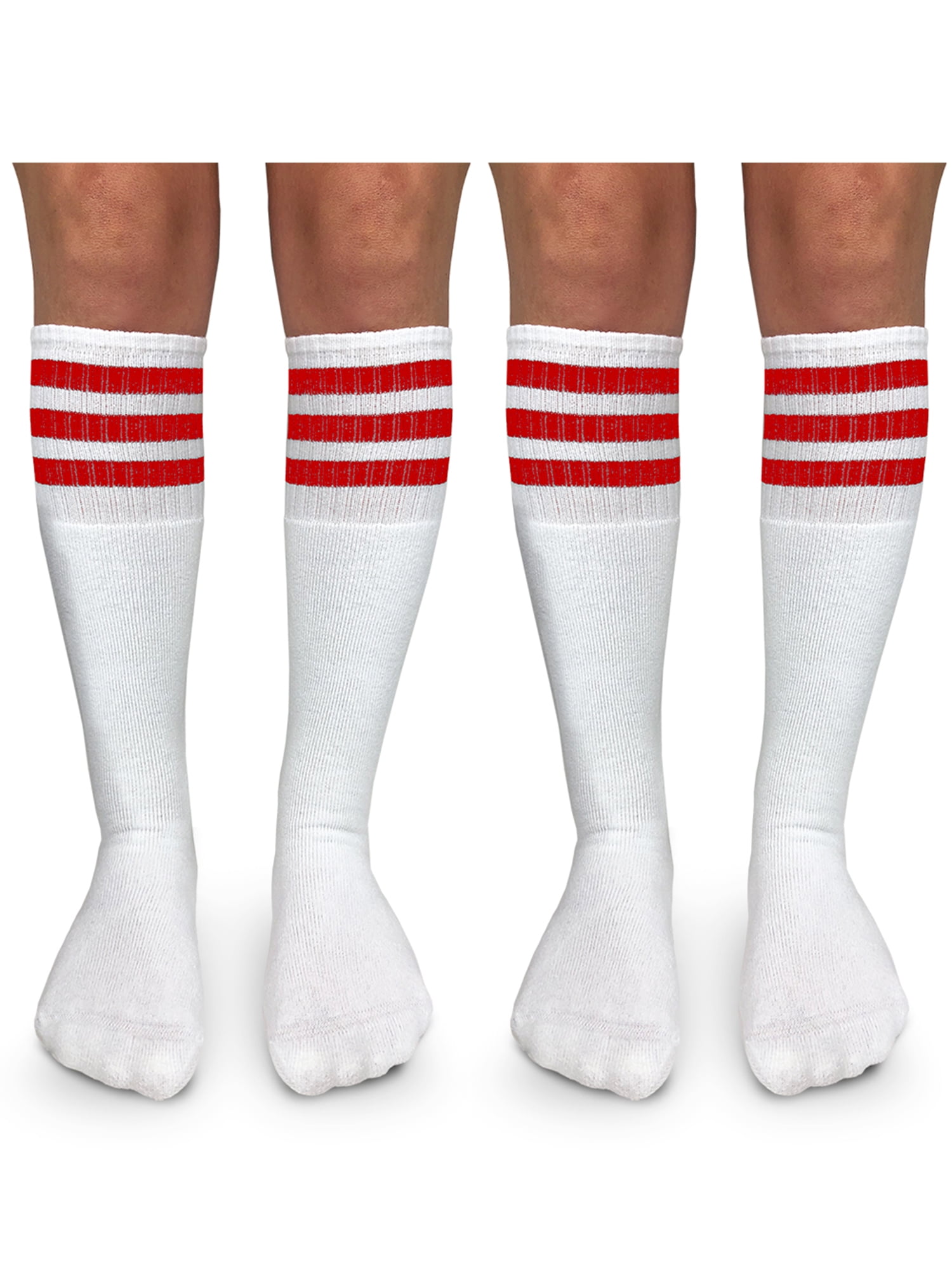 Jefferies Socks Boys Girls Socks, 2 Pack Stripe Cushion Unisex Tube Knee High Sizes S - L
