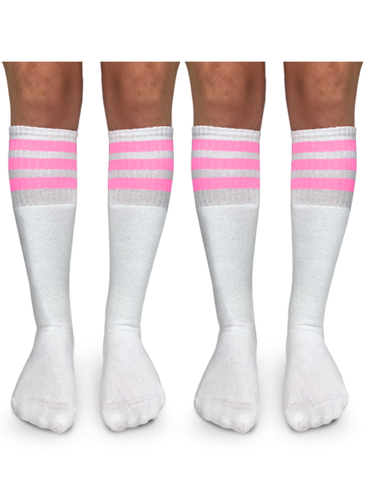 Jefferies Socks Boys Girls Socks, 2 Pack Stripe Cushion Unisex Tube Knee High Sizes S - L