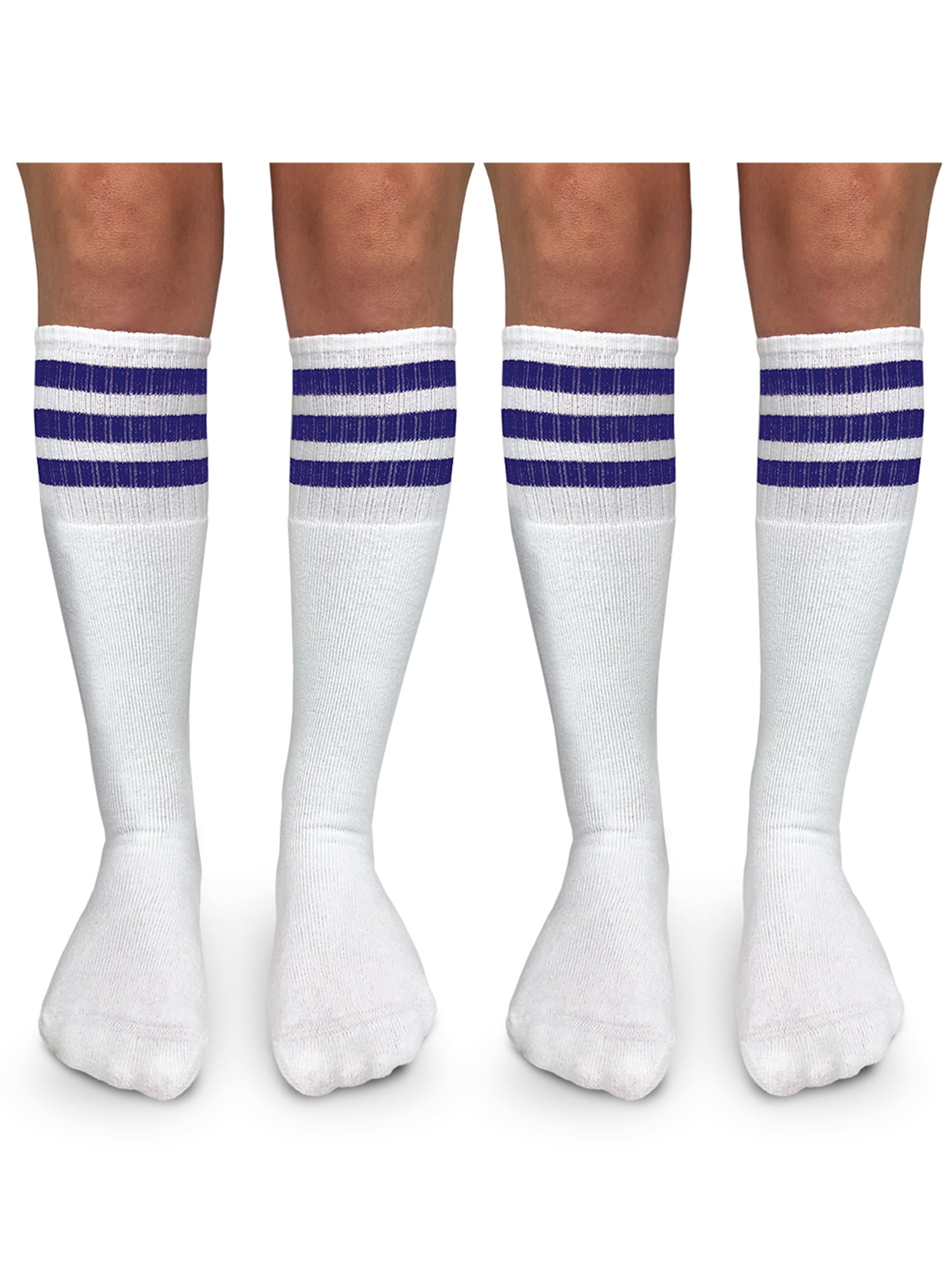 Jefferies Socks Boys Girls Socks, 2 Pack Stripe Cushion Unisex Tube Knee High Sizes S - L