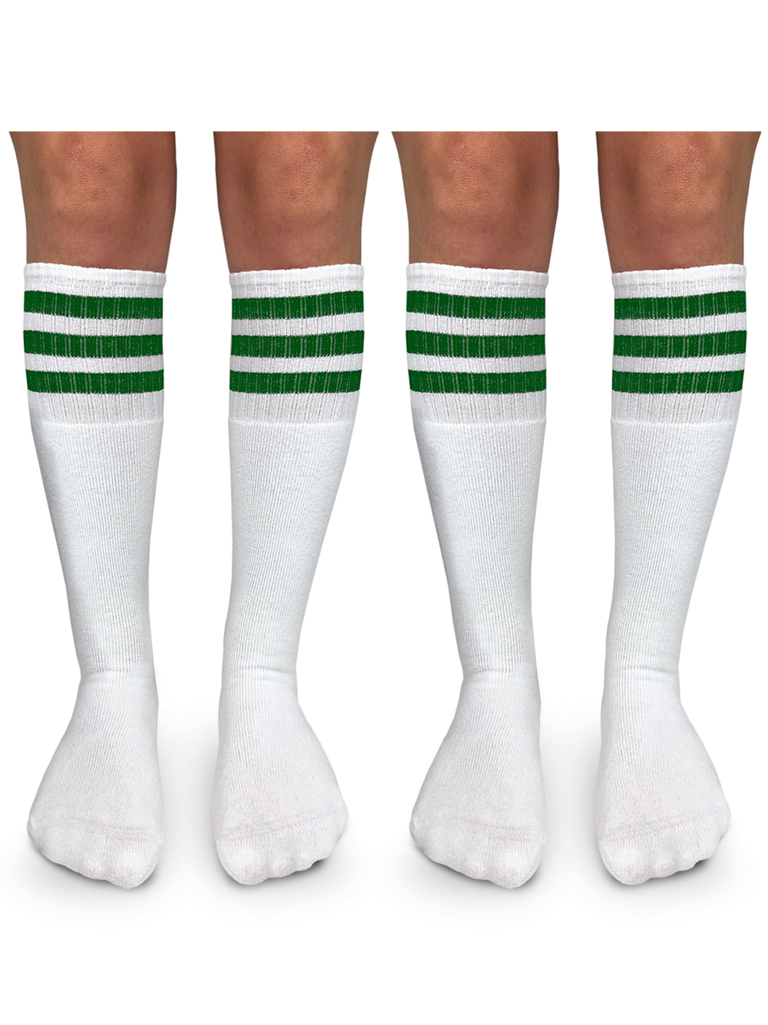 Jefferies Socks Boys Girls Socks, 2 Pack Stripe Cushion Unisex Tube Knee High Sizes S - L