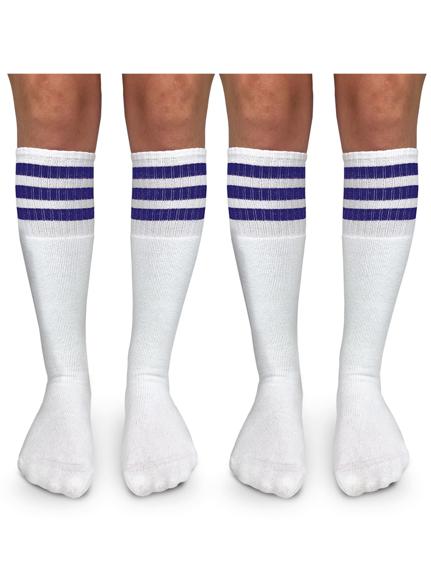 Jefferies Socks Boys Girls Socks, 2 Pack Stripe Cushion Unisex Tube Knee High Sizes S - L