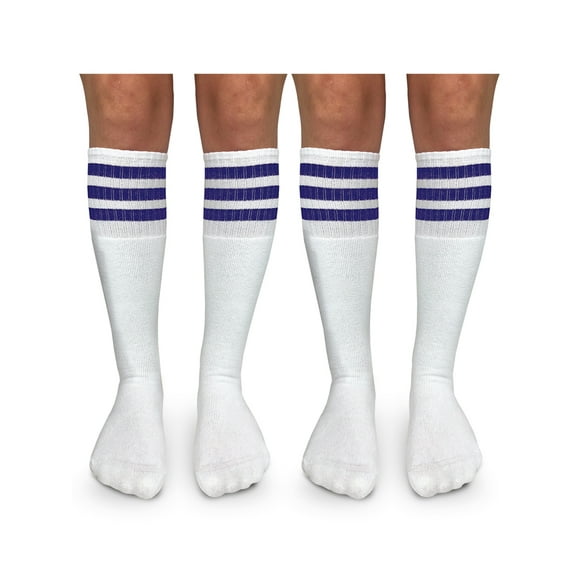 Jefferies Socks Boys Girls Socks, 2 Pack Stripe Cushion Unisex Tube Knee High Sizes S - L