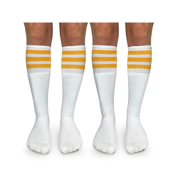 Jefferies Socks Boys Girls Socks, 2 Pack Stripe Cushion Unisex Tube Knee High Sizes S - L