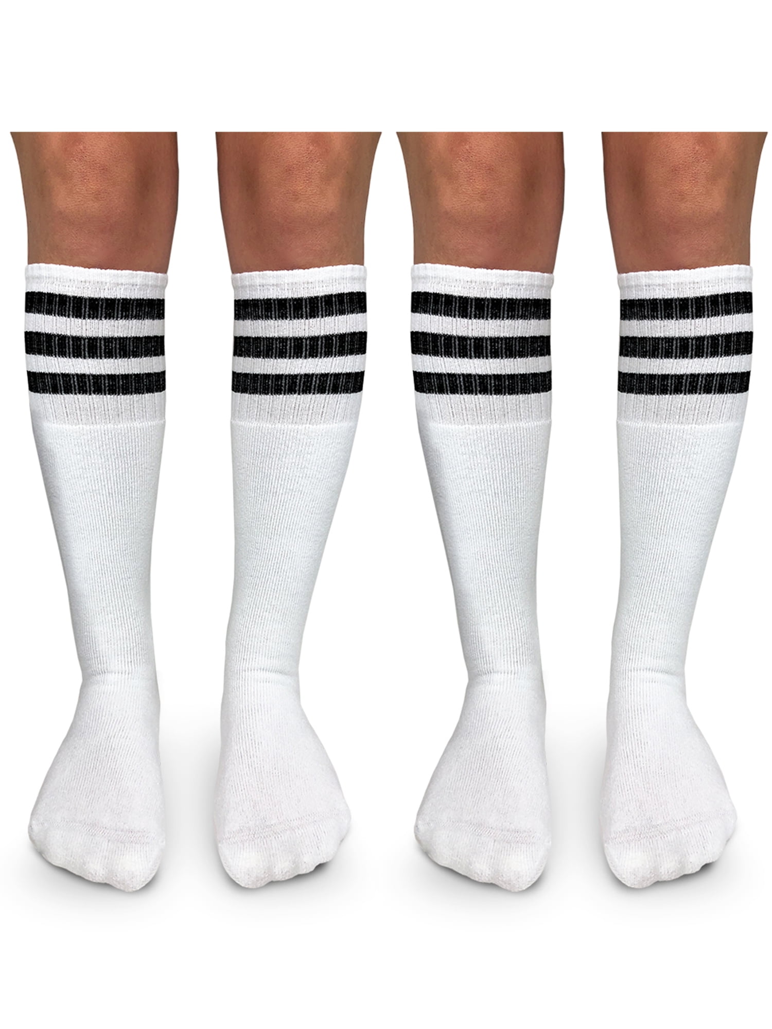 Jefferies Socks Boys Girls Socks, 2 Pack Stripe Cushion Unisex Tube Knee High Sizes S - L
