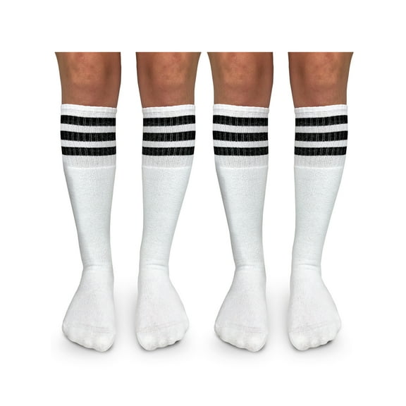 Jefferies Socks Boys Girls Socks, 2 Pack Stripe Cushion Unisex Tube Knee High Sizes S - L