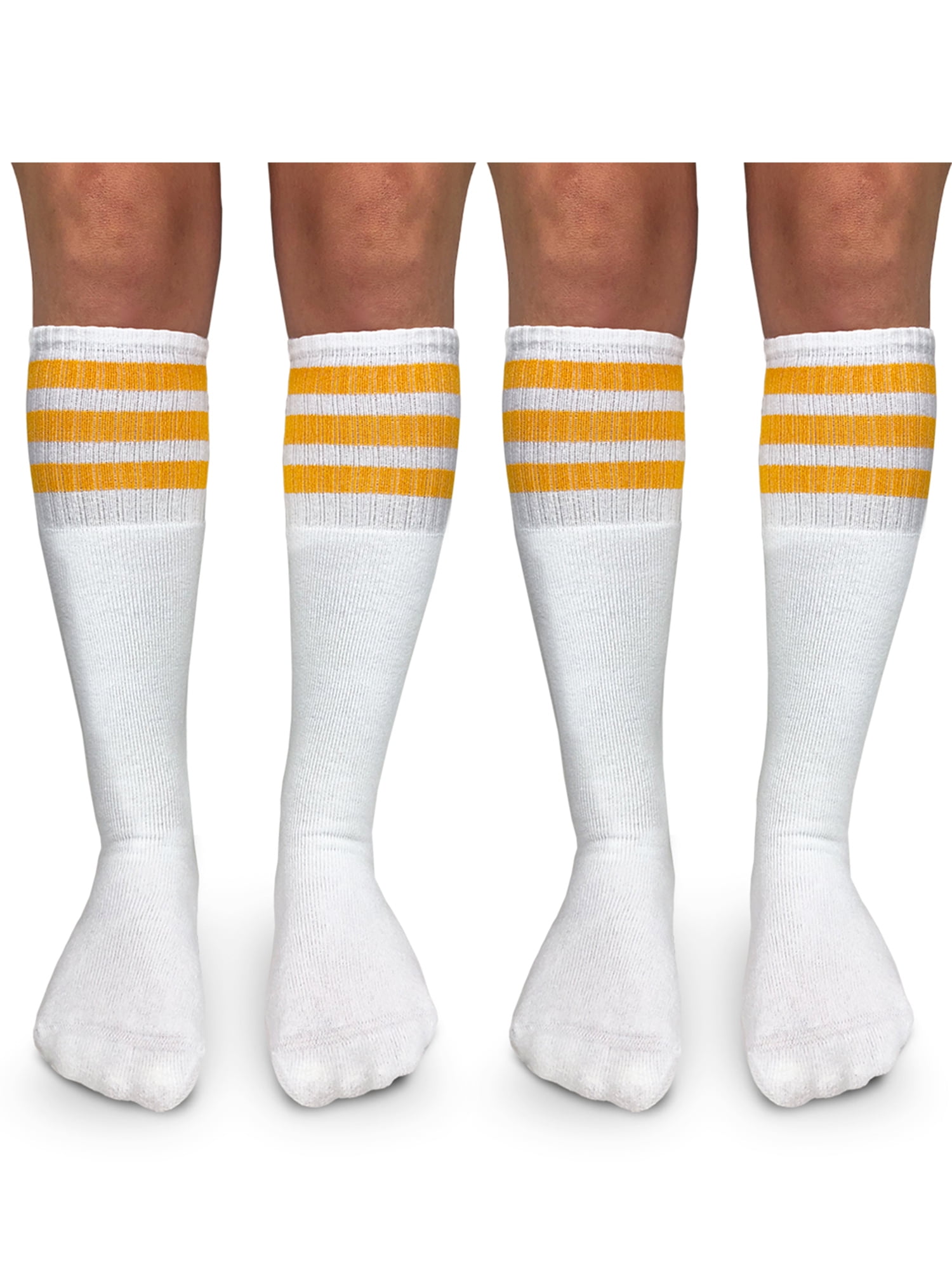 Jefferies Socks Boys Girls Socks, 2 Pack Stripe Cushion Unisex Tube Knee High Sizes S - L