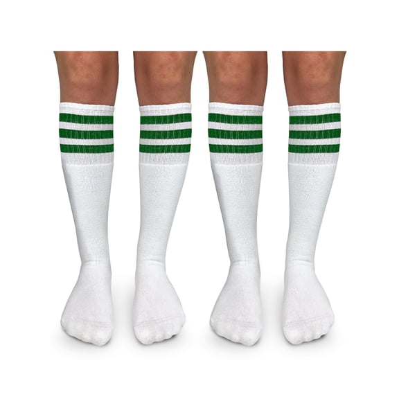Jefferies Socks Boys Girls Socks, 2 Pack Stripe Cushion Unisex Tube Knee High Sizes S - L