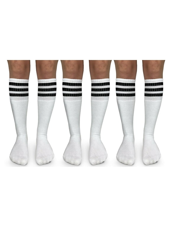 Boys Girls Stripe Vintage Sport Knee High Tube Sock 3 Pair Pack