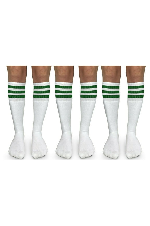 Boys Girls Stripe Vintage Sport Knee High Tube Sock 3 Pair Pack