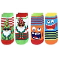 thumbnail image 1 of Jefferies Socks Boys Holiday Gnome Monster Stripe Fuzzy Slipper Socks 4 Pack, 1 of 6
