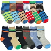 Jefferies Socks Boys Multicolor Stripes Fashion Dress Crew Socks 12 Pair Pack
