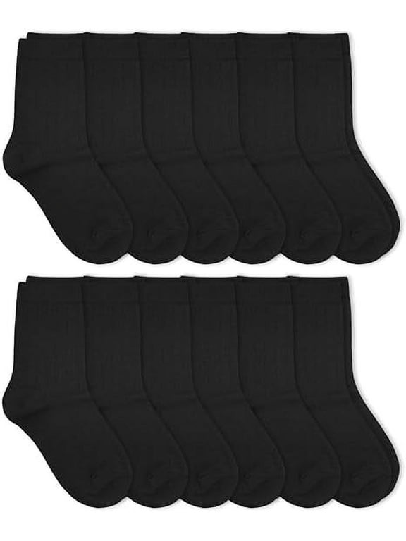 Boys Rib Dress School Uniform Crew Socks 12 Pair Pack
