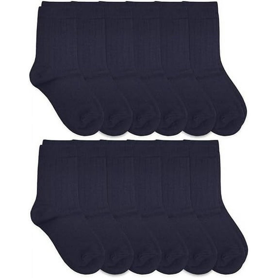 Jefferies Socks Boys Rib Dress School Uniform Crew Socks 12 Pair Pack