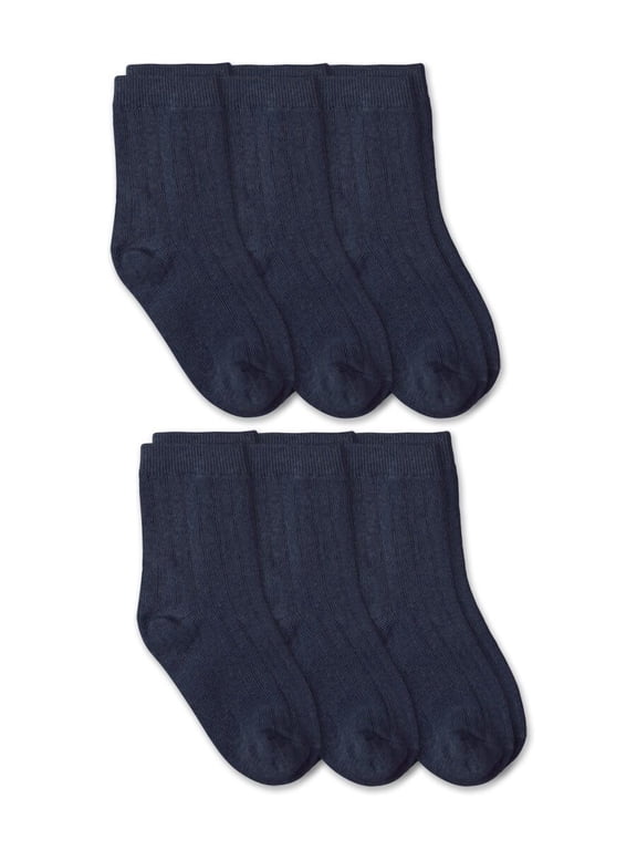 Boys Rib Dress School Uniform Crew Socks 6 Pair Pack
