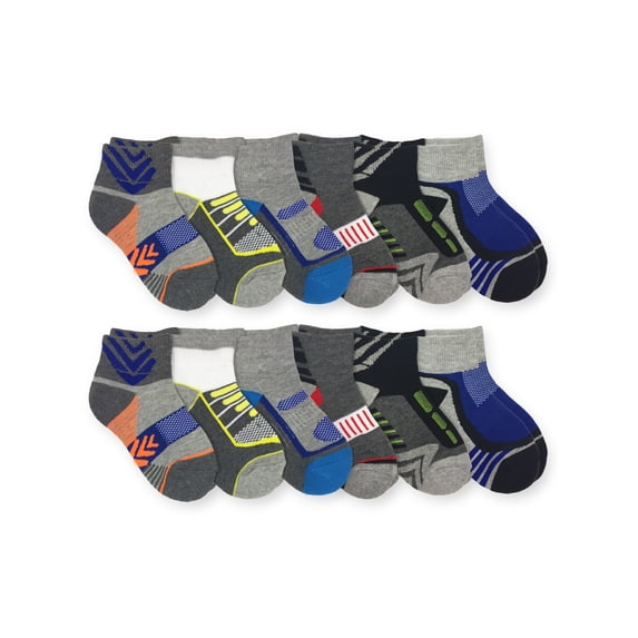 Jefferies Socks Boys Socks, 12 Pack Performance Sport Quarter Sizes XS - L
