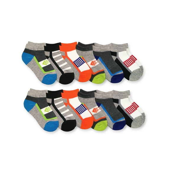 Jefferies Socks Boys Socks, 12 Pack Sport Colorful Mesh Low Cut Sizes XS - L