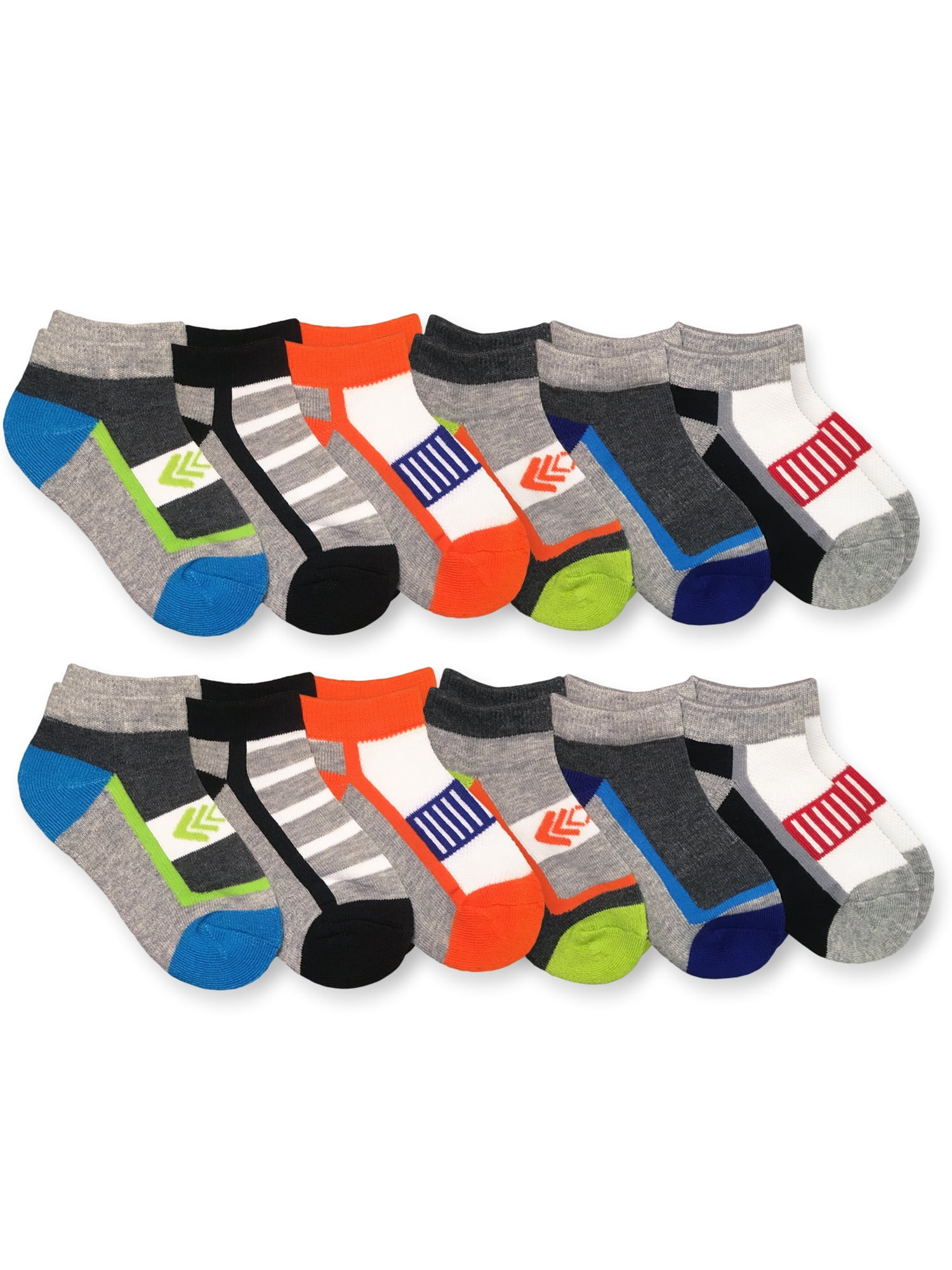 Jefferies Socks Boys Socks, 12 Pack Sport Colorful Mesh Low Cut Sizes XS - L