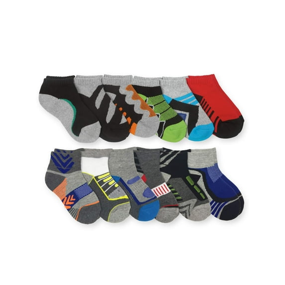 Jefferies Socks Boys Socks, 12 Pack Sport Performance Low Cut Socks (Little Boys & Big Boys)
