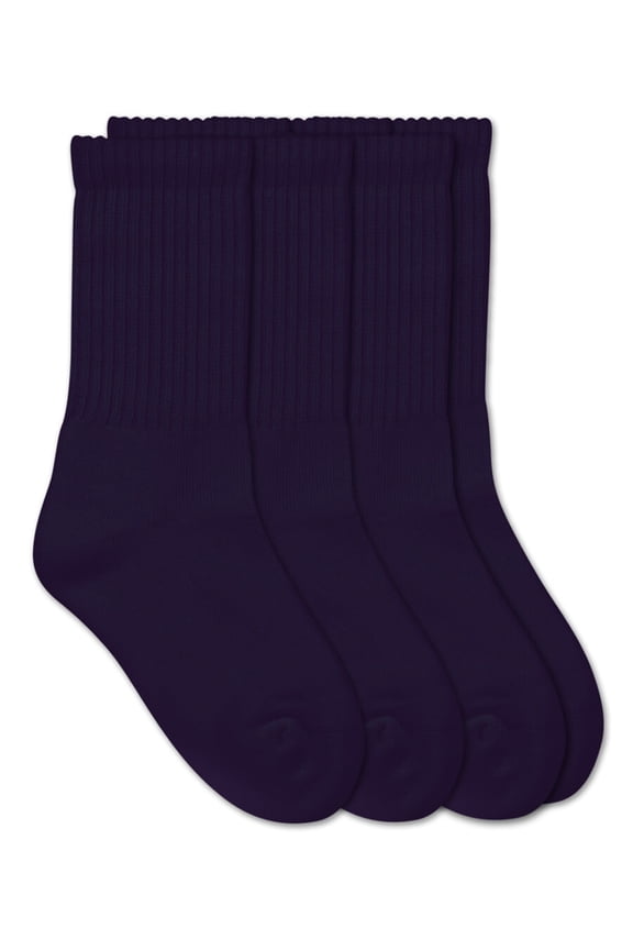 Boys Socks, 3 Pack School Uniform Sport Smooth Toe Rib Crew Sizes XS - L
