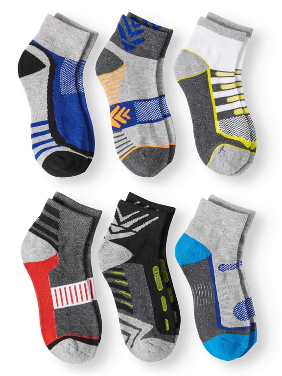 Boys Socks, 6 Pack Ankle Athletic Performance (Little Boys & Big Boys)