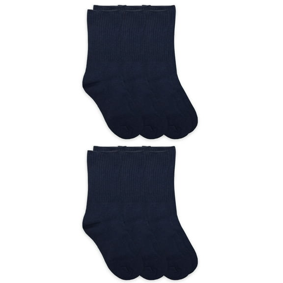 Jefferies Socks Boys Socks, 6 Pack Crew School Uniform Smooth Toe Rib Casual Cotton, Sizes XS - L