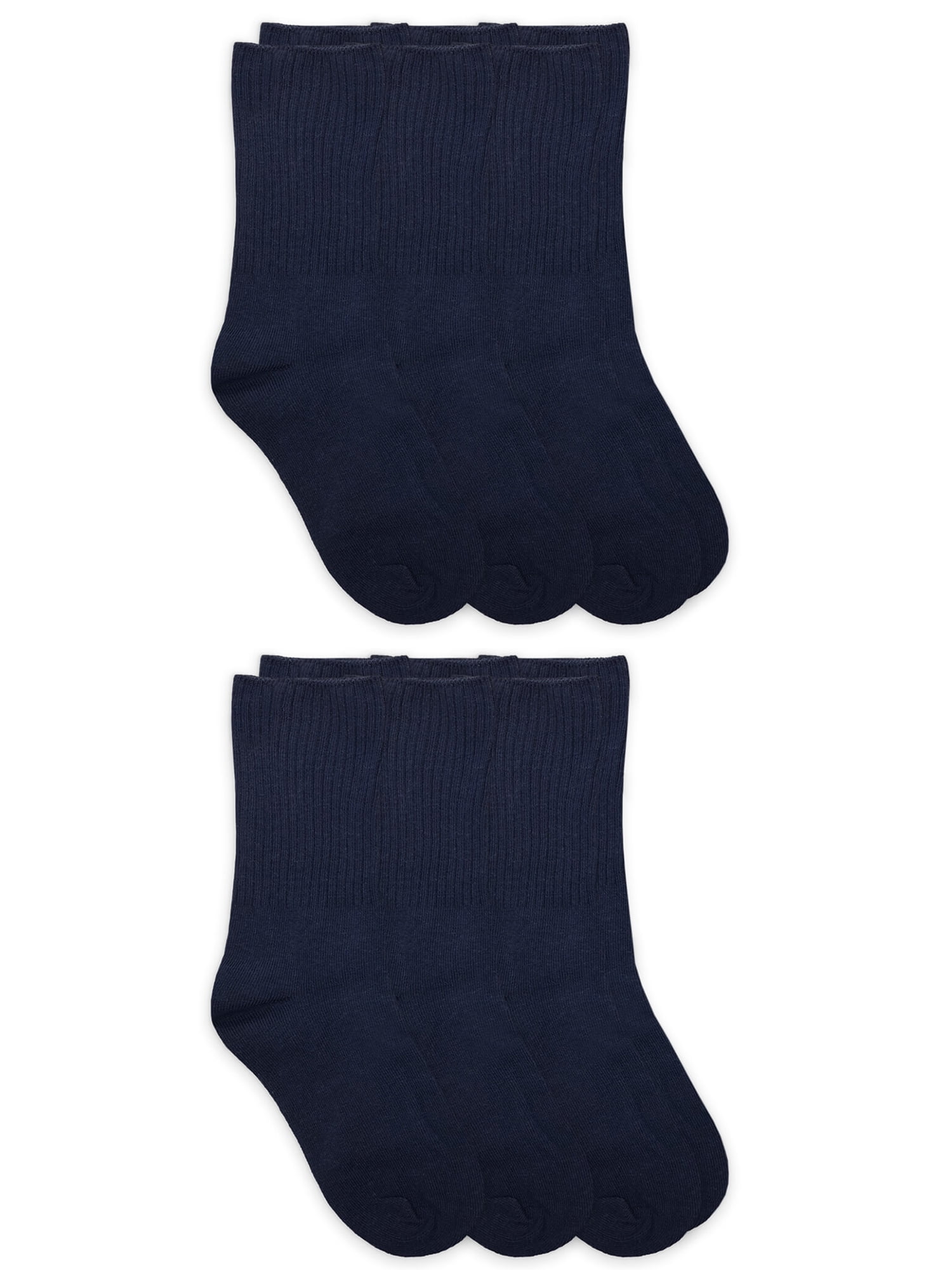 Jefferies Socks Boys Socks, 6 Pack Crew School Uniform Smooth Toe Rib Casual Cotton, Sizes XS - L
