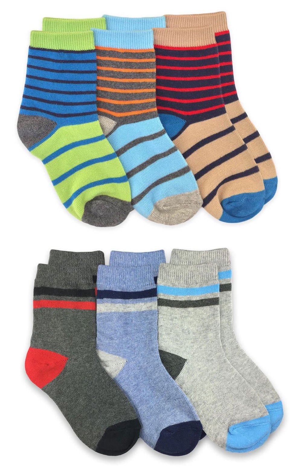Jefferies Socks Boys Socks, 6 Pack Multi Stripe Fashion Pattern Crew Sixes XS - M