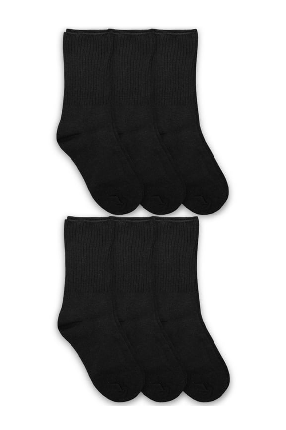 Boys Socks, 6 Pairs School Uniform Smooth Toe Rib Cotton Crew Socks (Little Boys & Big Boys)