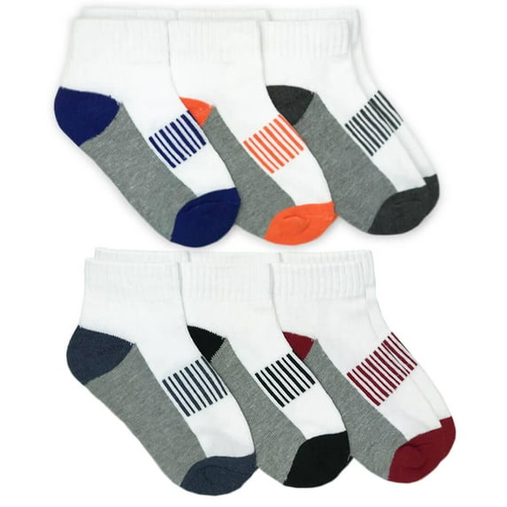 Jefferies Socks Boys Socks, 6 Pairs Sport Performance Colorful Pattern Low Cut Socks (Little Boys & Big Boys)