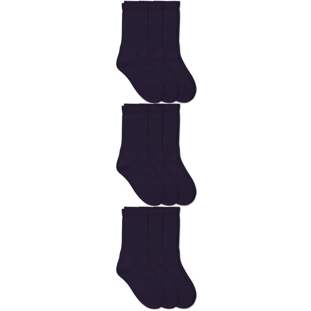 Jefferies Socks Boys Socks, 9 Pairs School Uniform Smooth Toe Half Cushion Rib Sport Crew Navy