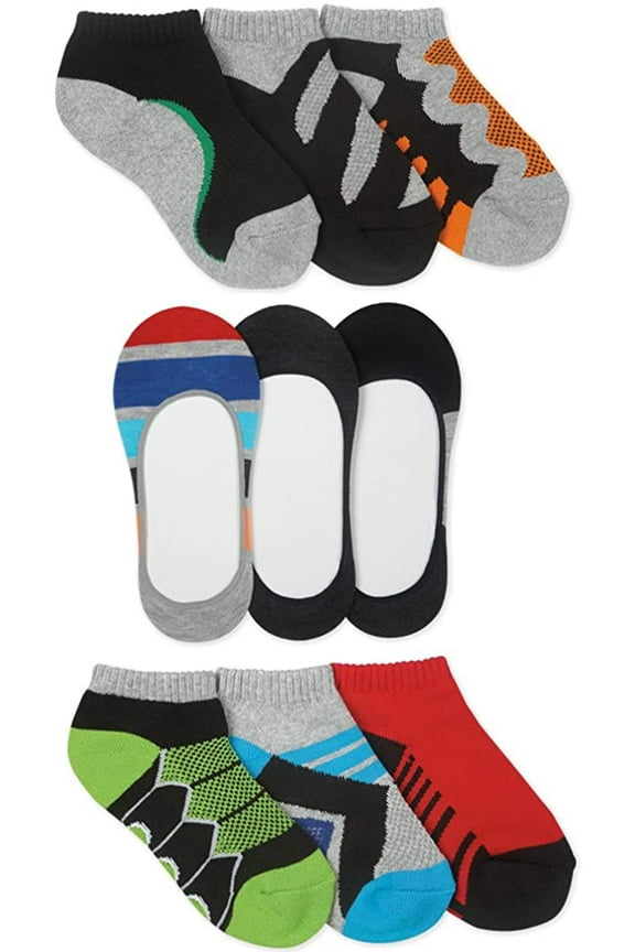 Boys Sport Low Cut & No Show Footie Socks 9 Pair Pack