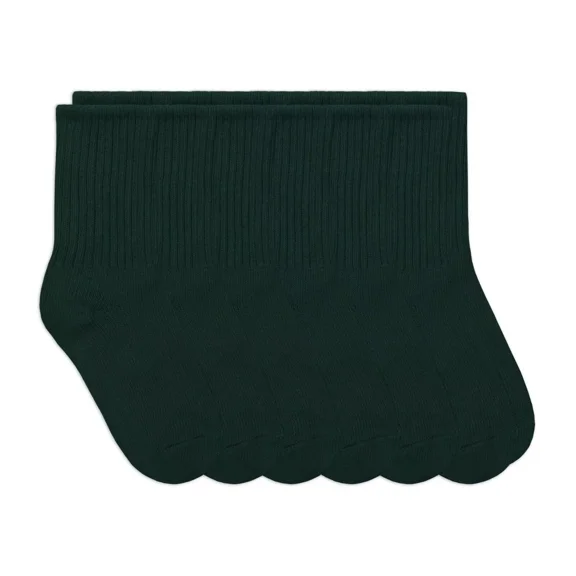 Jefferies Socks Girl's Boy's Cotton Ribbed School Uniform Dress Crew Socks 6 Pair Pack
