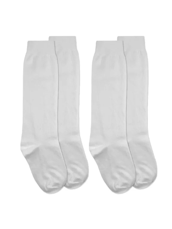 Girl's Boy's School Uniform Cotton Knee High Socks 2 Pair Pack