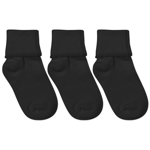 Jefferies Socks Girl's Boy's Unisex Seamless Cotton Turn Cuff Ankle Socks 3 Pack
