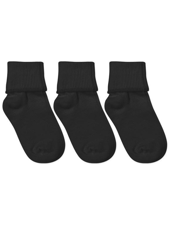 Girl's Boy's Unisex Seamless Cotton Turn Cuff Ankle Socks 3 Pack