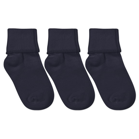 Jefferies Socks Girl's Boy's Unisex Seamless Cotton Turn Cuff Ankle Socks 3 Pack