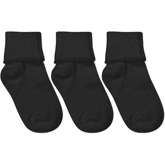 Jefferies Socks Girl's Boy's Unisex Seamless Cotton Turn Cuff Ankle Socks 3 Pack