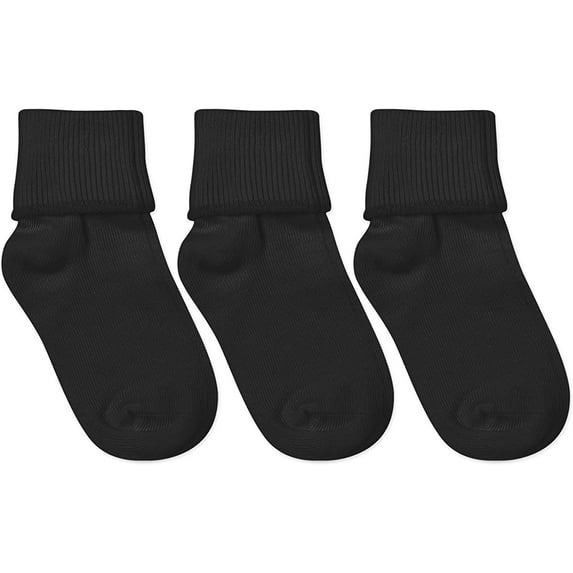Jefferies Socks Girl's Boy's Unisex Seamless Cotton Turn Cuff Ankle Socks 3 Pack