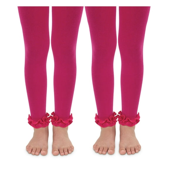 Jefferies Socks Girls Baby Toddler Ruffle Lace Trim Pima Cotton Footless Tights 2 Pack