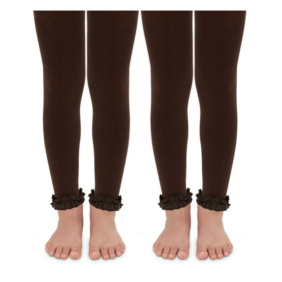 Jefferies Socks Girls Baby Toddler Ruffle Lace Trim Pima Cotton Footless Tights 2 Pack