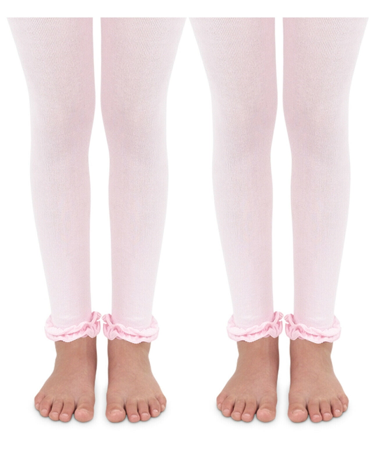 Jefferies Socks Girls Baby Toddler Ruffle Lace Trim Pima Cotton Footless  Tights 2 Pack 
