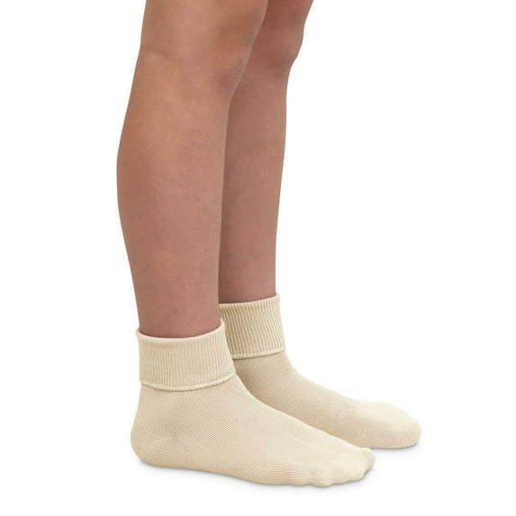 Jefferies Socks Girls Boys Socks, 6 Pack Seamless Cotton Turn Cuff Roll Crew Ankle Socks (Little Girls Boys & Big Girls Boys)