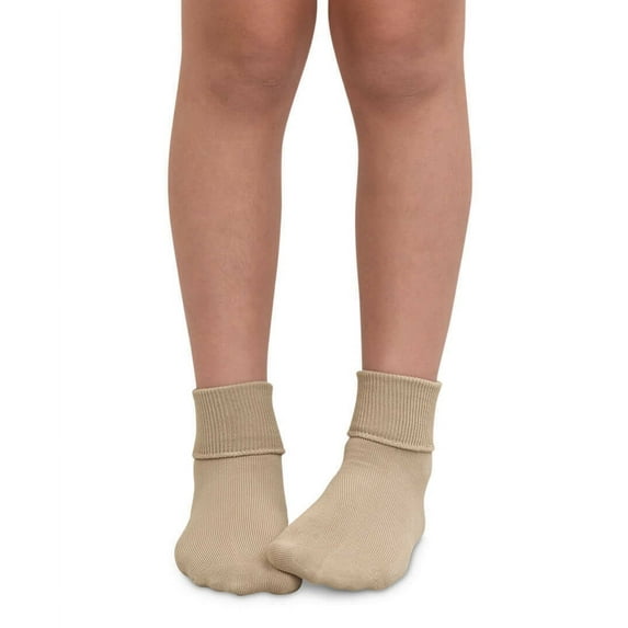 Jefferies Socks Girls Boys Socks, 6 Pack Seamless Cotton Turn Cuff Roll Crew Ankle Socks (Little Girls Boys & Big Girls Boys)